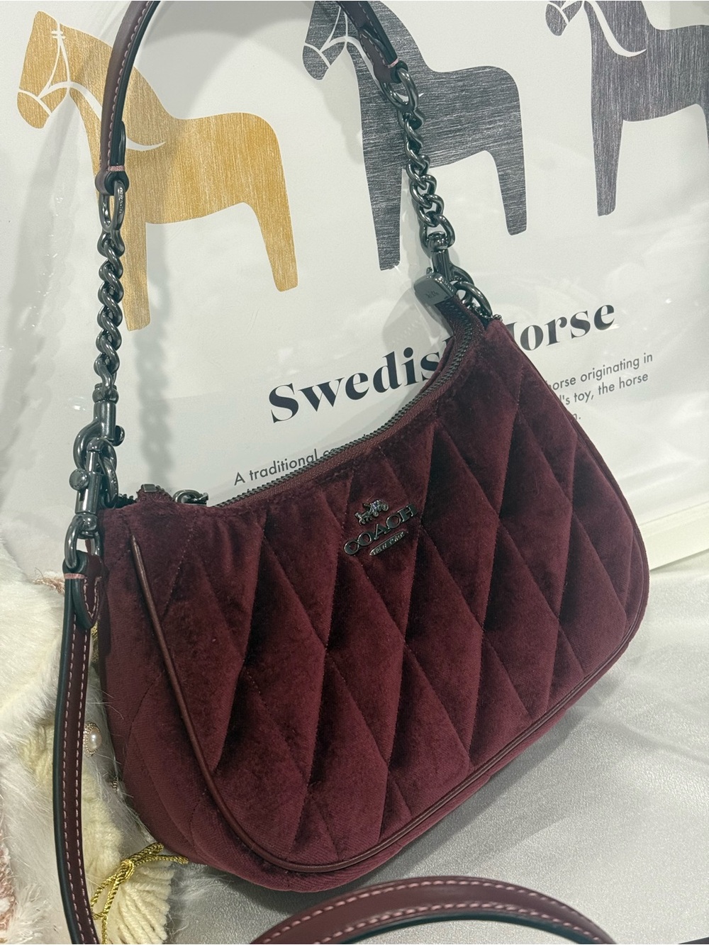 Coach Teri Shoulder Bag Organic Cotton With Quilting CCW70